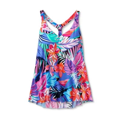 Women's UPF 50 V-Neck Tankini Top - Aqua Green® Multi Tropical Print 11 Women's UPF 50 V-Neck Tankini Top - Aqua Green® Multi Tropical Print - Image 9