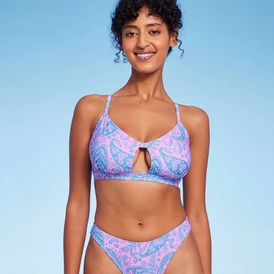 Women's Paisley Print Cut Out Bralette Bikini Top - Wild Fable™ Blue/Pink 13 Women's Paisley Print Cut Out Bralette Bikini Top - Wild Fable™ Blue/Pink - Image 11