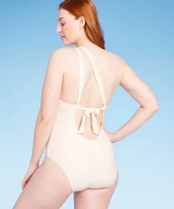 Women's One Shoulder Plunge Cut Out One Piece Swimsuit - Shade & Shore™ Off-white -Default Template 7 GUEST 06687ccf 07b0 4725 acd0 214c005b1d33