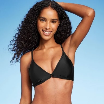 Women's Center Front Ring Triangle Bikini Top - Shade & Shore™ Black 4 Women's Center Front Ring Triangle Bikini Top - Shade & Shore™ Black - Image 2