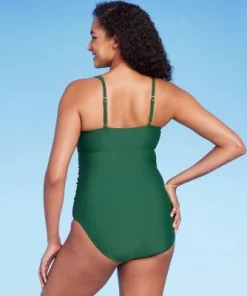 Women's Tie-Front Ruched Full Coverage One Piece Swimsuit - Kona Sol™ Green -Default Template 7 GUEST 09f068f5 5091 4e73 8034 0048606faa4e