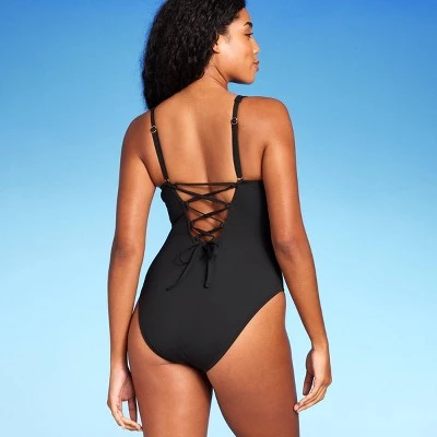 Shade & Shore Women's Shaping Plunge High Leg One Piece Swimsuit - Shade & Shore™ Teal Blue 5 Shade & Shore Women's Shaping Plunge High Leg One Piece Swimsuit - Shade & Shore™ Teal Blue - Image 3