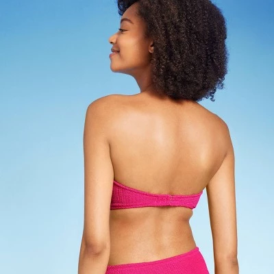 Women's Pucker Textured Light Lift Bandeau Bikini Top - Shade & Shore™ Light Blue 3 Women's Pucker Textured Light Lift Bandeau Bikini Top - Shade & Shore™ Light Blue