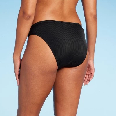 Women's Ribbed Hipster Cheeky Bikini Bottom - Shade & Shore™ Black 6 Women's Ribbed Hipster Cheeky Bikini Bottom - Shade & Shore™ Black - Image 4