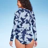 Women's Floral Print Cropped Rash Guard - Kona Sol™ Multi Blue -Default Template 7 GUEST 1113a8c2 6ef7 4b91 877a 506fc6d02897