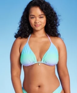 Women's Triangle Bikini Top with Shell Charm - Wild Fable™ Blue/green Ombre Print -Default Template 7 GUEST 1181a227 13bd 49b4 9757 c2c4cf76f405