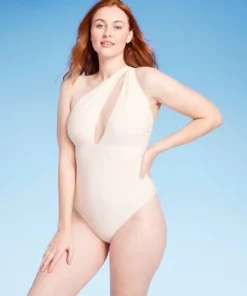 Women's One Shoulder Plunge Cut Out One Piece Swimsuit - Shade & Shore™ Off-white -Default Template 7 GUEST 14d06862 e9a4 4b1a 980a 69451b471b0b