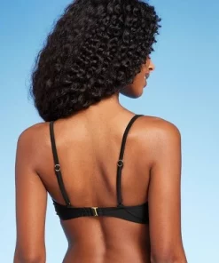 Women's Center Front Ring Triangle Bikini Top - Shade & Shore™ Black