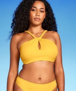 Women's High Neck Braided Strap Bikini Top - Shade & Shore™ Yellow -Default Template 7 GUEST 179a5e87 78a2 4813 b7db dd46251895dc