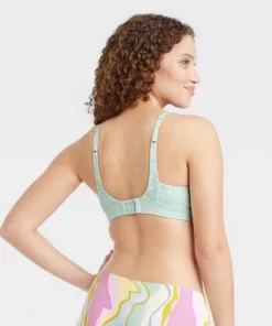 Women's Lace Wirefree Plunge Bra - Auden™ Green