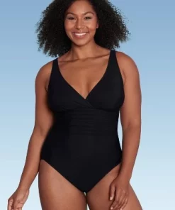 Women's UPF 50 Waist Detail Over the Shoulder One Piece Swimsuit - Aqua Green® Pink -Default Template 7 GUEST 19b32d46 a639 4699 9880 369dcb2dd6e5