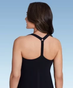 Women's UPF 50 V-Neck Racerback Tankini Top- Aqua Green® Black -Default Template 7 GUEST 1b5797e6 35f1 4f15 a435 04ca61f6fe3e