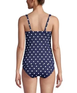 Lands' End Women's Square Neck Underwire Tankini Top Swimsuit Adjustable Straps