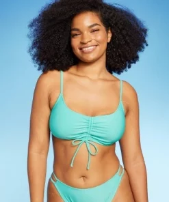Women's Ruched Drawstring Front Bralette Bikini Top - Wild Fable™ Mint Green -Default Template 7 GUEST 1c8d54ff 122d 42d1 ab90 466130737342