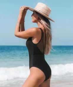 Women's Mesh Crisscross V Back One Piece Swimsuit - Cupshe