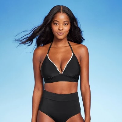 Women's Crochet Trim Halter Bikini Top - Kona Sol™ Black 13 Women's Crochet Trim Halter Bikini Top - Kona Sol™ Black - Image 11