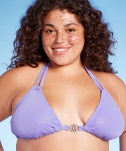 Women's Flower Charm Lurex Plisse Textured Triangle Bikini Top - Wild Fable™ Purple -Default Template 7 GUEST 2134fcb2 5de3 40ef a839 fdc789bb17d0