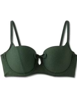 Women's Light Lift Tie-Front Keyhole Pique Textured Bikini Top - Shade & Shore™ Dark Green -Default Template 7 GUEST 214ccdd6 f5fe 4bfa 8805 84767785a6b2 6
