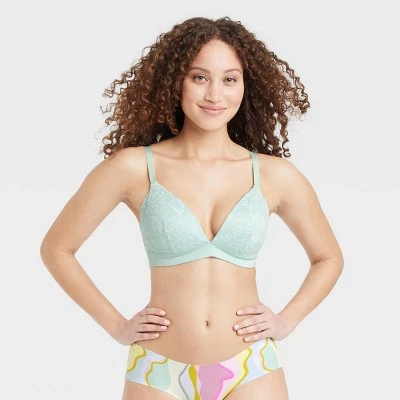 Women's Lace Wirefree Plunge Bra - Auden™ Green 11 Women's Lace Wirefree Plunge Bra - Auden™ Green - Image 9