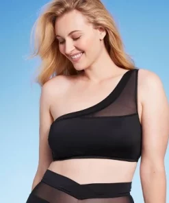 Women's One Shoulder Mesh Bikini Top - Shade & Shore™ Black -Default Template 7 GUEST 217aa012 ae45 4296 b8b5 c7843cf5bd1e