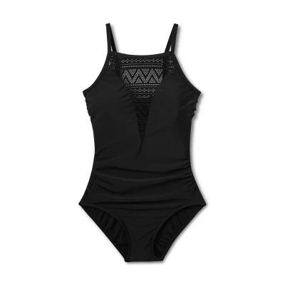 Women's UPF 50 Crochet High Neck One Piece Swimsuit - Aqua Green® True Navy 6 Women's UPF 50 Crochet High Neck One Piece Swimsuit - Aqua Green® True Navy - Image 4