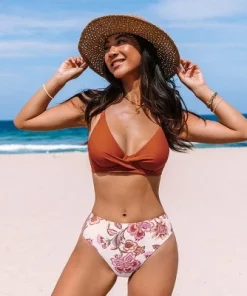 Women's Paisley Floral High Rise Bikini Bottoms Swimsuit - Cupshe