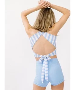 Lime Ricki Swimwear Lime Ricki Women's Painted Floral Cross-Back Crop Top