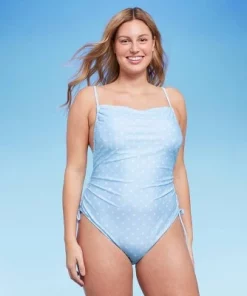 Women's Side-Cinch Detail Extra High Leg Cheeky One Piece Swimsuit - Wild Fable™ Blue -Default Template 7 GUEST 278c7446 ff29 41f4 af1f e908add48b56 5