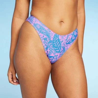 Women's Paisley Print Low-Rise Cheeky High Leg Bikini Bottom - Wild Fable™ Blue/Pink 5 Women's Paisley Print Low-Rise Cheeky High Leg Bikini Bottom - Wild Fable™ Blue/Pink - Image 3