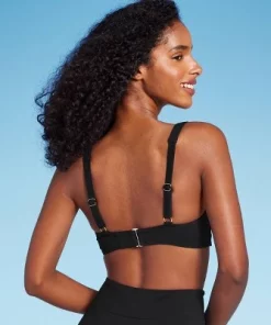 Women's Shaping Square Neck Underwire Longline Bikini Top - Shade & Shore™ Black