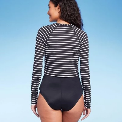 Women's UPF 50 Cropped Crewneck Long Sleeve Rash Guard - Kona Sol™ Black 3 Women's UPF 50 Cropped Crewneck Long Sleeve Rash Guard - Kona Sol™ Black