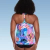 Women's UPF 50 V-Neck Tankini Top - Aqua Green® Multi Tropical Print -Default Template 7 GUEST 295a8726 bcb4 44be 92a3 c0a5247f7cc4