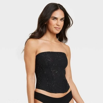 Women's Sequin Mesh Lingerie Corset - Auden™ Black 10 Women's Sequin Mesh Lingerie Corset - Auden™ Black - Image 8
