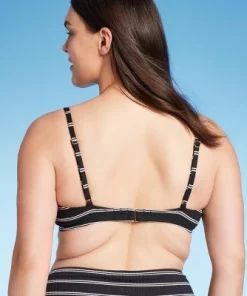 Women's Ribbed Demi Underwire Bikini Top - Shade & Shore™ Black Striped -Default Template 7 GUEST 2c7c1b2c a087 44eb 879f 7ac6f4d4000f