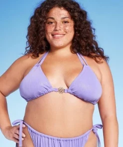 Women's Flower Charm Lurex Plisse Textured Triangle Bikini Top - Wild Fable™ Purple -Default Template 7 GUEST 34f55e4c fb9f 4f83 afda 61302cea8747 3