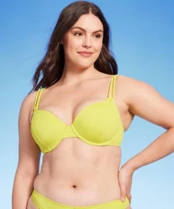 Women's Lightly Lined Twisted Strap Bikini Top - Shade & Shore™ Neon Yellow -Default Template 7 GUEST 35570285 8ab2 4c20 8c68 23a8d8cdcf56