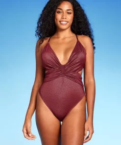 Women's Monokini Plunge Cut Out High Leg Lurex One Piece Swimsuit - Shade & Shore™ Burgundy 24 Women's Monokini Plunge Cut Out High Leg Lurex One Piece Swimsuit - Shade & Shore™ Burgundy -Default Template 7 GUEST 3674a4be ee75 4c78 8a35 26413a44713c 2
