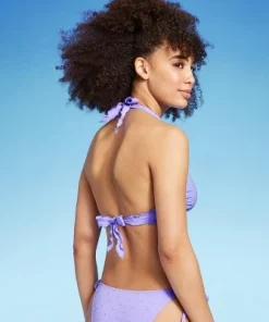 Women's Heart Pattern Eyelet Halter Bikini Top - Wild Fable⢠Purple