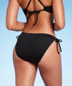 Women's Side-Tie Medium Coverage Hipster Bikini Bottom - Shade & Shore™ Black