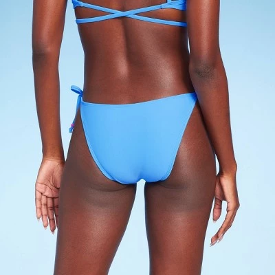 Women's Beaded Side-Tie High Leg Cheeky Bikini Bottom - Wild Fable™ Bright Blue 6 Women's Beaded Side-Tie High Leg Cheeky Bikini Bottom - Wild Fable™ Bright Blue - Image 4