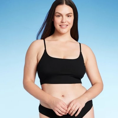 Women's Longline Ribbed Bikini Top - Shade & Shore™ Black 5 Women's Longline Ribbed Bikini Top - Shade & Shore™ Black - Image 3