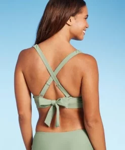 Women's Shirred Longline Bikini Top - Shade & Shore™ Green