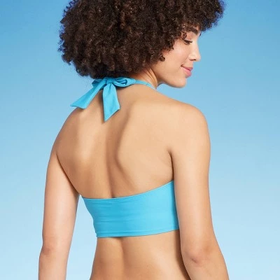 Women's Drawstring Ruched Halter Longline Bikini Top - Wild Fable™ Red Striped 3 Women's Drawstring Ruched Halter Longline Bikini Top - Wild Fable™ Red Striped