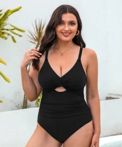 Women's Plus Size Twist Front Cutout Ruched Back Tie One Piece Swimsuit - Cupshe -Default Template 7 GUEST 3c969b54 61c5 4216 95b4 9f7d785002dc