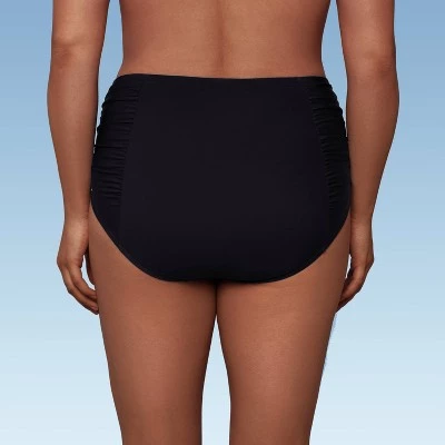 Women's UPF 50 Shirred Bikini Bottom - Aqua Green® Black 6 Women's UPF 50 Shirred Bikini Bottom - Aqua Green® Black - Image 4