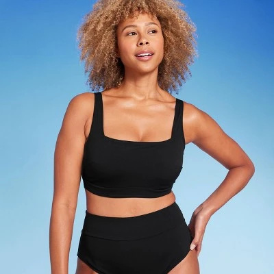 Women's Shaping Square Neck Underwire Longline Bikini Top - Shade & Shore™ Black 5 Women's Shaping Square Neck Underwire Longline Bikini Top - Shade & Shore™ Black - Image 3