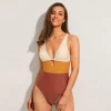 Women's Color Block Keyhole One Piece Swimsuit - Cupshe -Default Template 7 GUEST 422fb29f a134 49c0 934d 4f85ab3be056