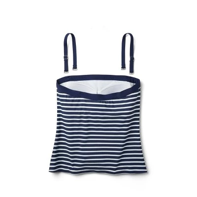Lands' End Women's UPF 50 Striped Bandeau Tankini Top - Navy Blue 7 Lands' End Women's UPF 50 Striped Bandeau Tankini Top - Navy Blue - Image 5