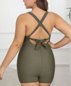 Women's Plus Size Tummy Control Ruched Boyleg One Piece Swimsuit - Cupshe -Default Template 7 GUEST 4424cf1a ce17 49eb 9c89 22b22aa5a347