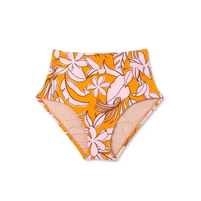 Women's Tropical Print Tummy Control Full Coverage High Waist Bikini Bottom - Kona Sol™ Orange 7 Women's Tropical Print Tummy Control Full Coverage High Waist Bikini Bottom - Kona Sol™ Orange - Image 5